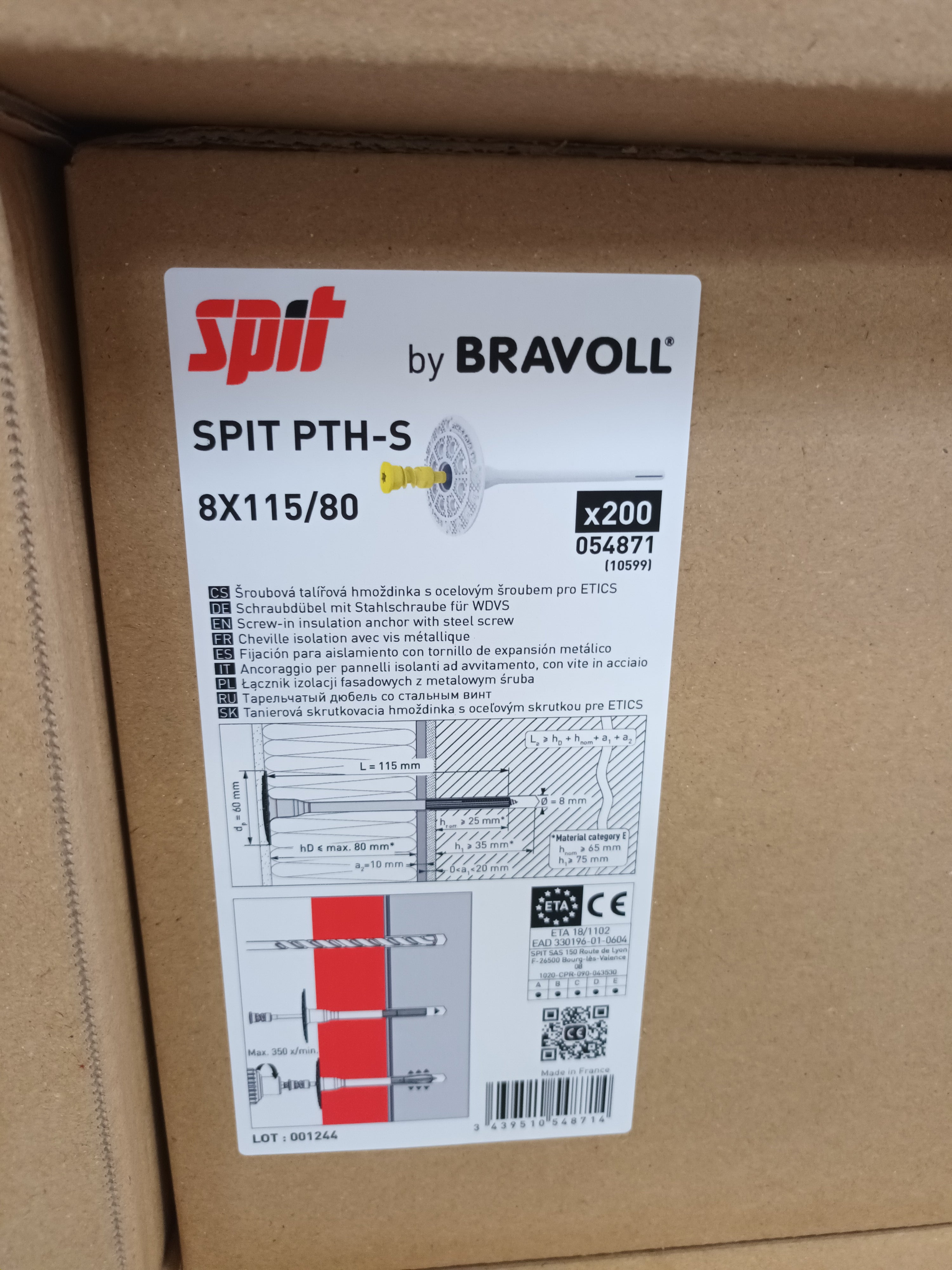 WDVS Schraubdübel 8x115 mm ITW-Bravoll