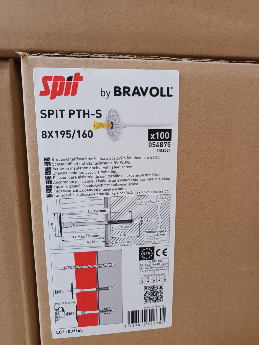 WDVS Schraubdübel 8x195 mm ITW-Bravoll