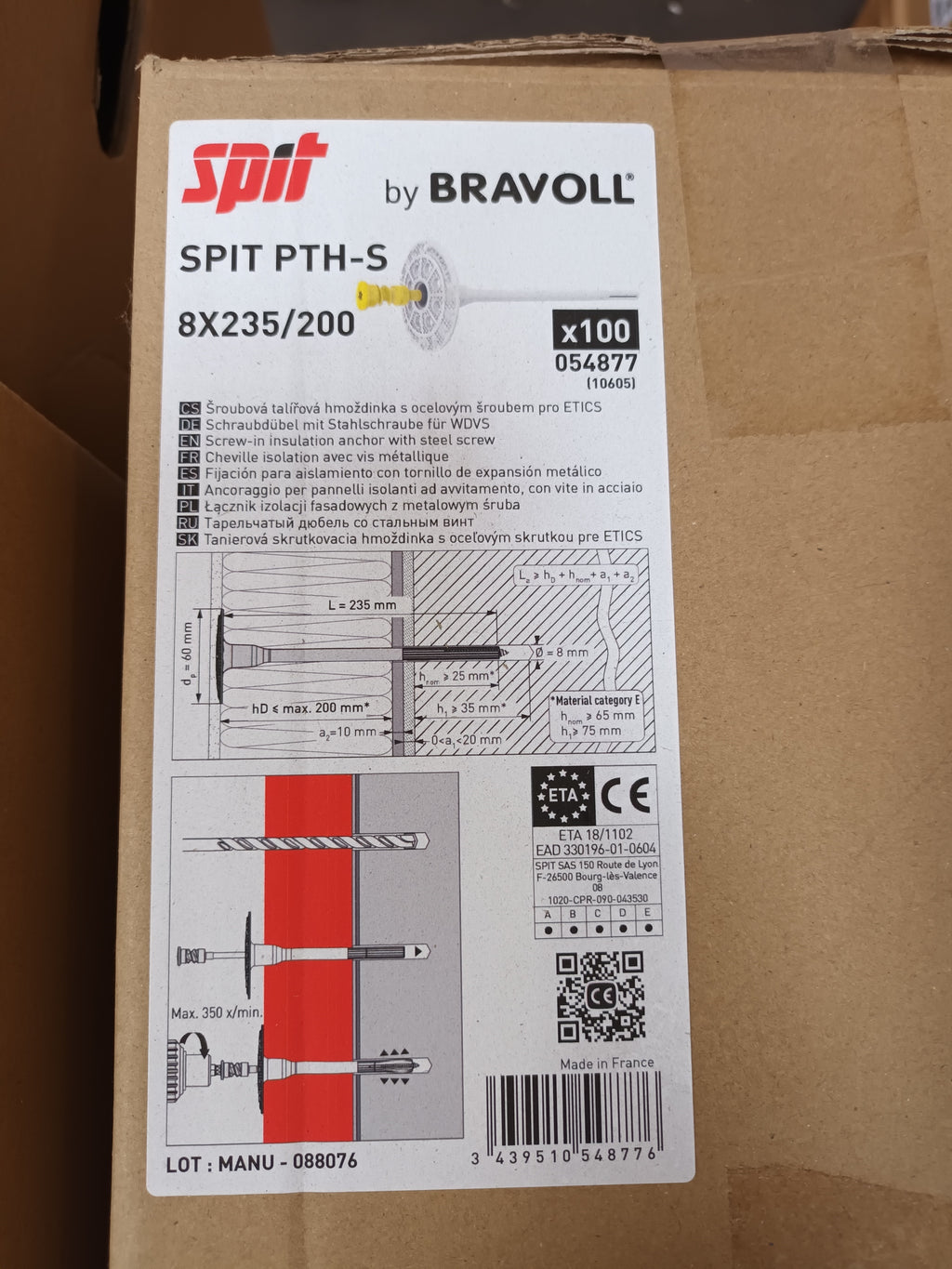 WDVS Schraubdübel 8x235 mm ITW-Bravoll